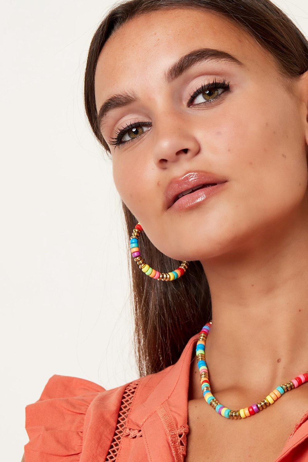 Colourful beads earrings Multi polymer clay h5Picture2